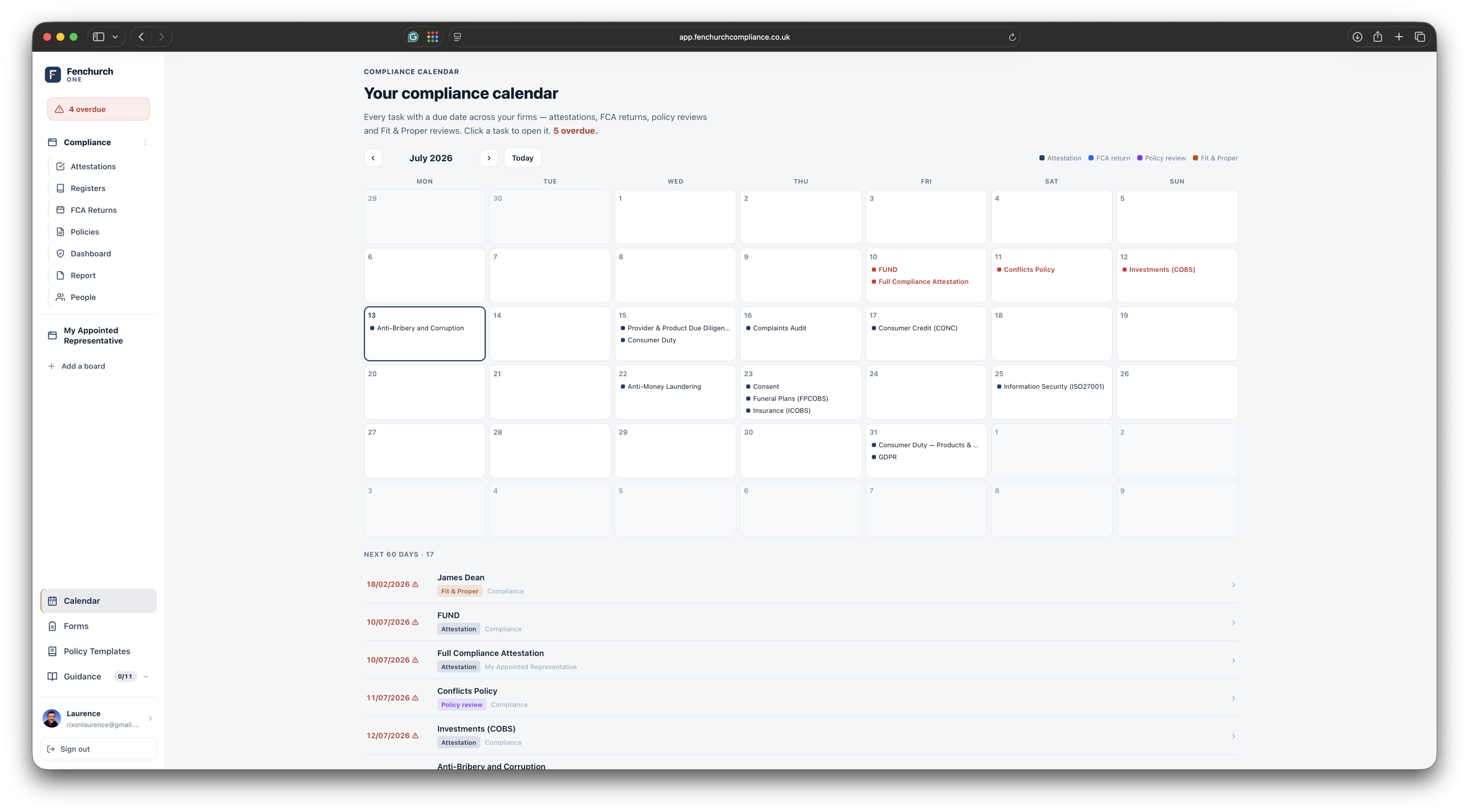 Firm-wide calendar — every due-dated task across all your boards in one view