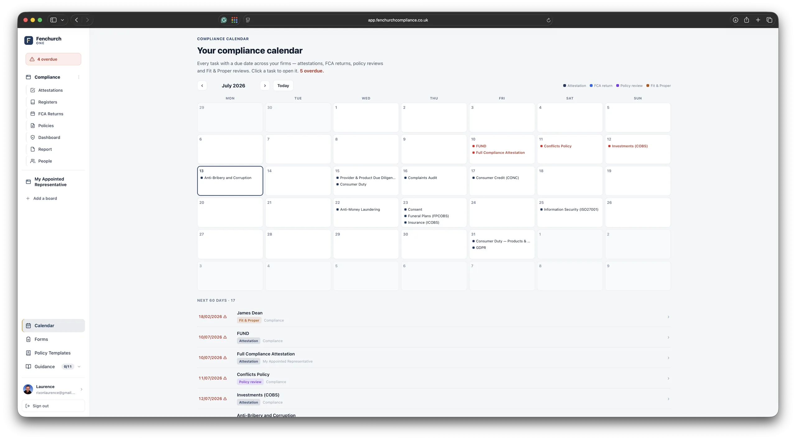 Firm-wide calendar — every due-dated task across all your boards in one view