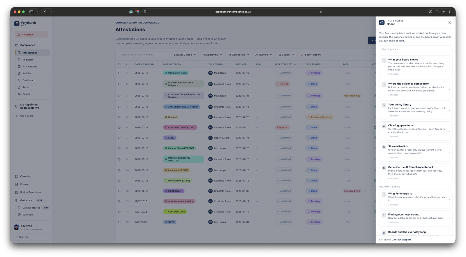 Built-in tutorials — short, plain-English guides available on every screen